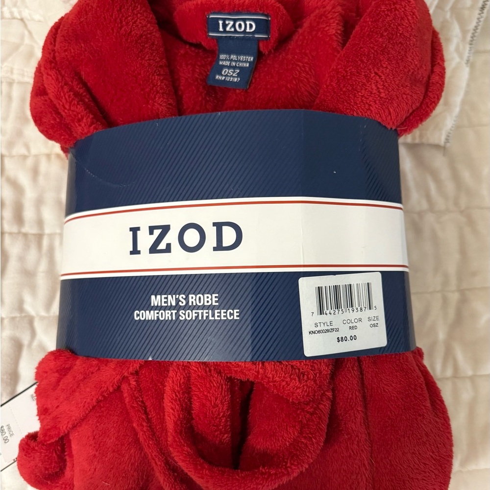 IZOD Men's Red Soft Fleece Robe